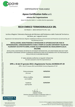 Certificazione FGAS